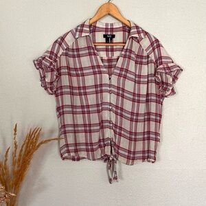 PAIGE Red and White Plaid Women's Top